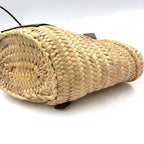 Pre-Owned anagram Bucket Handbag tote bag Brown beige Leather Raffia Silver LOEWE