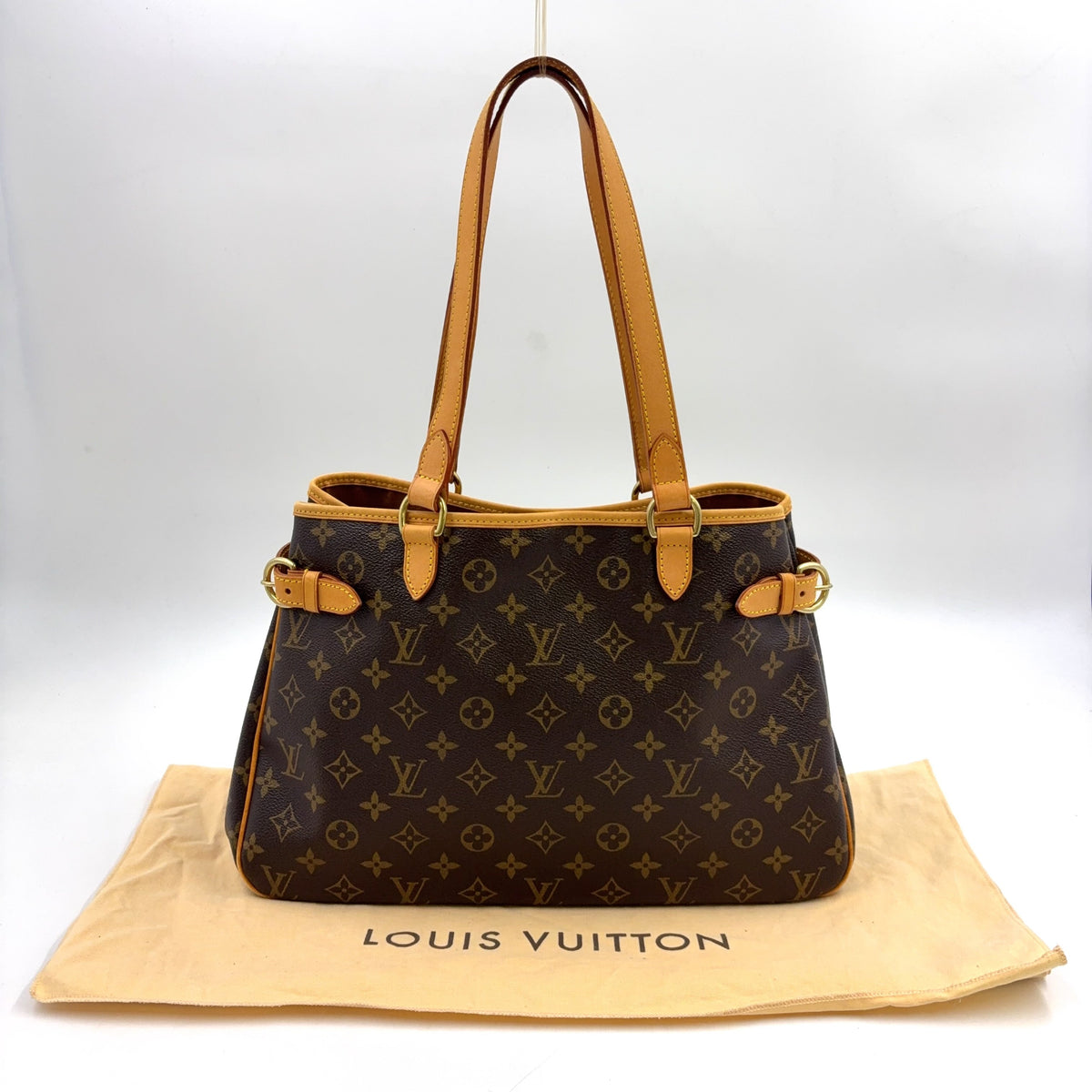Pre-Owned Batignolles Horizontal monogram tote bag Brown light brown Leather PVC Gold M51154 LOUIS VUITTON