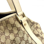 Pre-Owned Abby tote bag Shoulder bag beige Leather Canvas Silver 130736 GUCCI