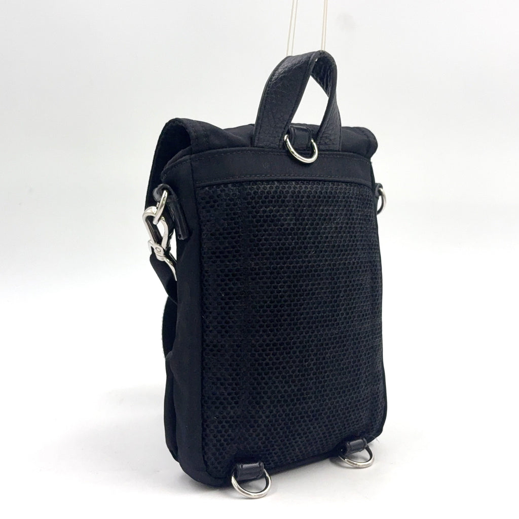 Pre-Owned fendiness mini Shoulder bag black Leather Nylon Silver 7VZ068 FENDI
