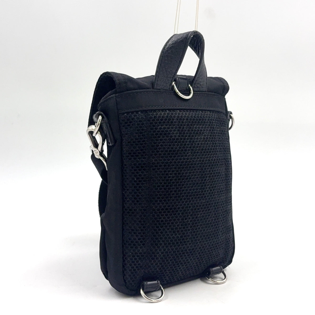 Pre-Owned fendiness mini Shoulder bag black Leather Nylon Silver 7VZ068 FENDI