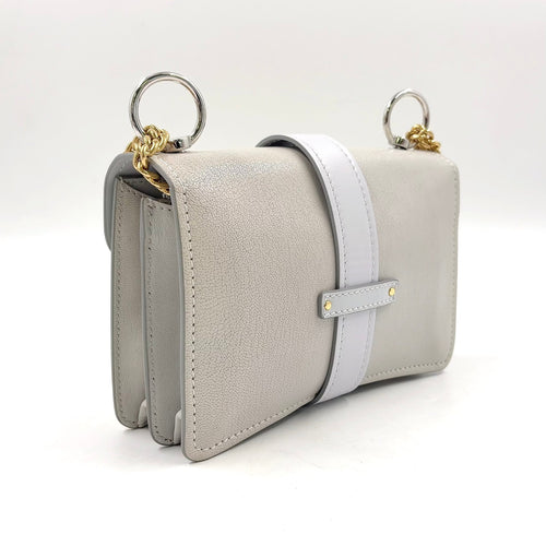 Pre-Owned Abby mini chain Shoulder bag Light gray Calfskin Gold Chloe