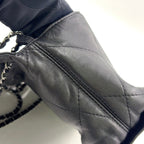 Pre-Owned diamond stitch 14-series serial number chain shoulder bag black lambskin Silver CHANEL