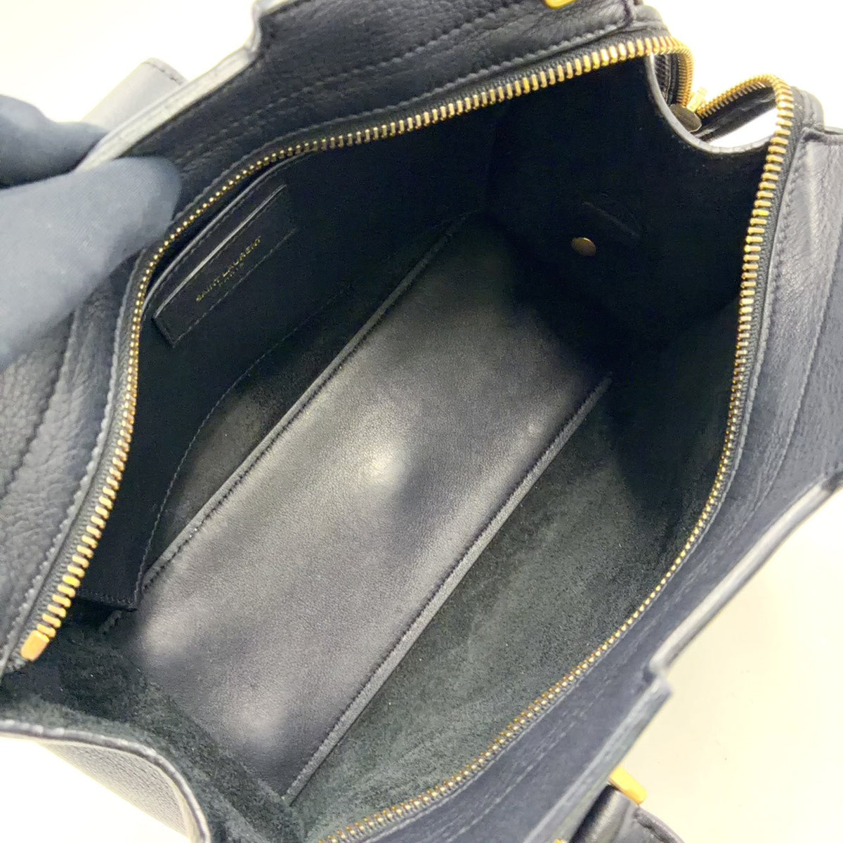 Pre-Owned Baby Cabas Handbag black Calfskin Gold LTH424868 SAINT LAURENT PARIS