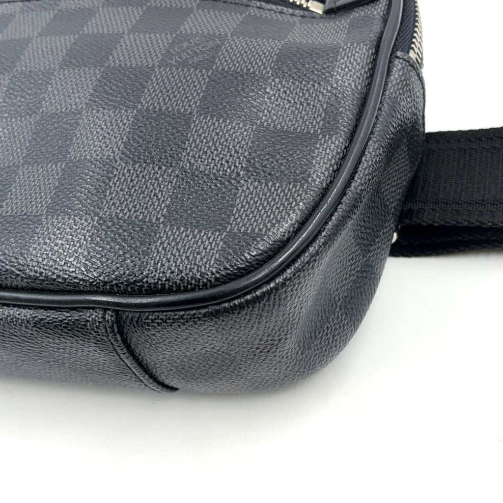 Pre-Owned Ambler Damier Graphite body bag black Leather Canvas PVC Silver N41289 LOUIS VUITTON