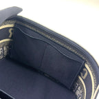 Pre-Owned DiorTravel Vanity Handbag off white Navy Cotton Silver Christian Dior