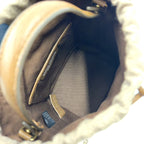 Pre-Owned 5AC Mini bucket bag Shoulder bag Brown Leather Canvas Gold S56WG0164 P4348 T2281 Maison Margiela