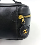 Pre-Owned Bicolore vanity bag Unknown serial number Handbag black Leather Gold A01618 CHANEL