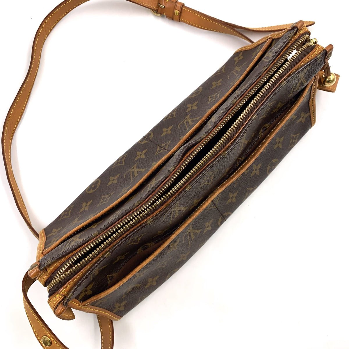 Pre-Owned Popincourt Ron monogram Shoulder bag Brown light brown Leather PVC Gold M40008 LOUIS VUITTON