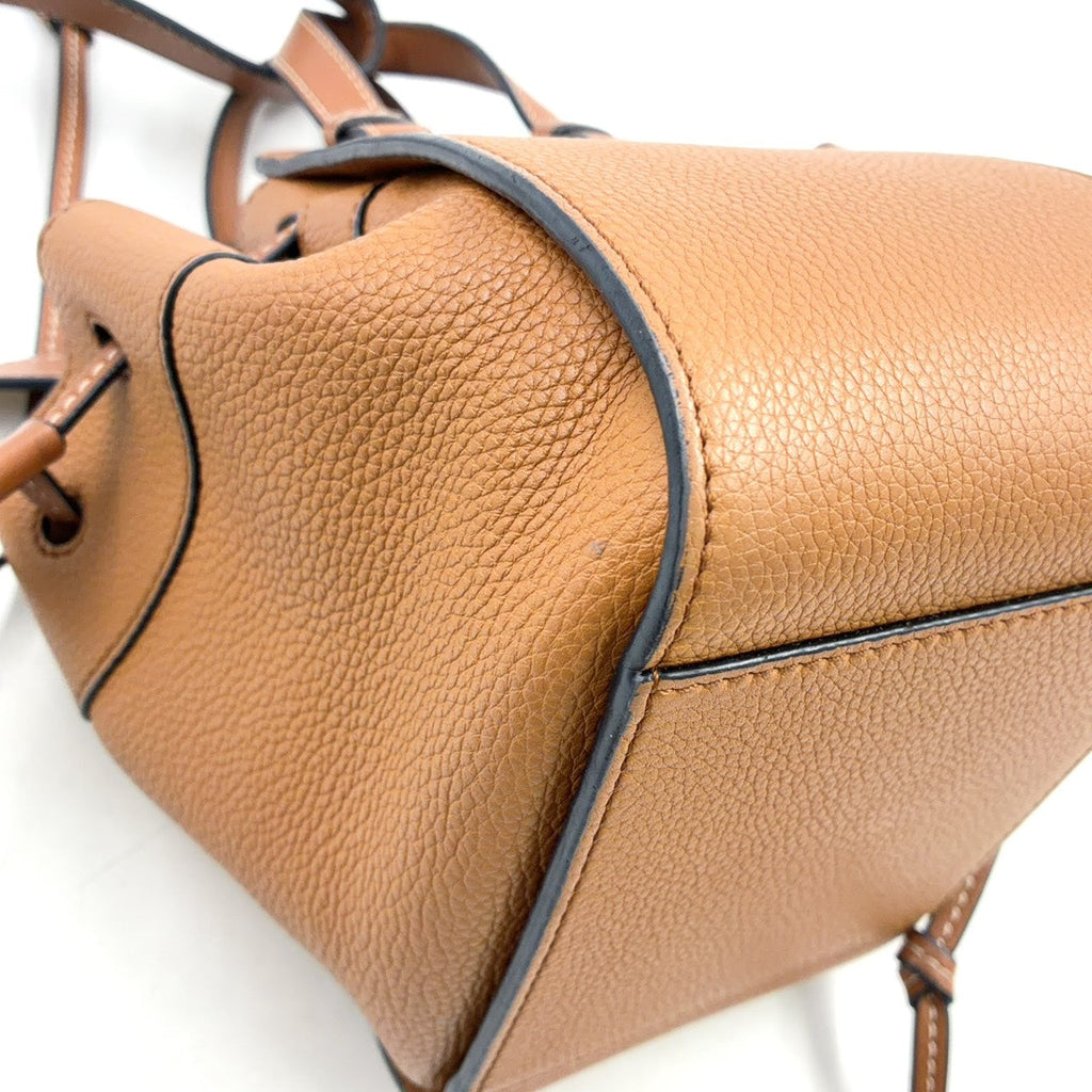 Pre-Owned drawstring hammock mini Handbag Shoulder bag Brown Leather Gold LOEWE