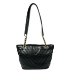 Pre-Owned V-stitch chain Shoulder bag black Grained Calfskin Gold CHANEL