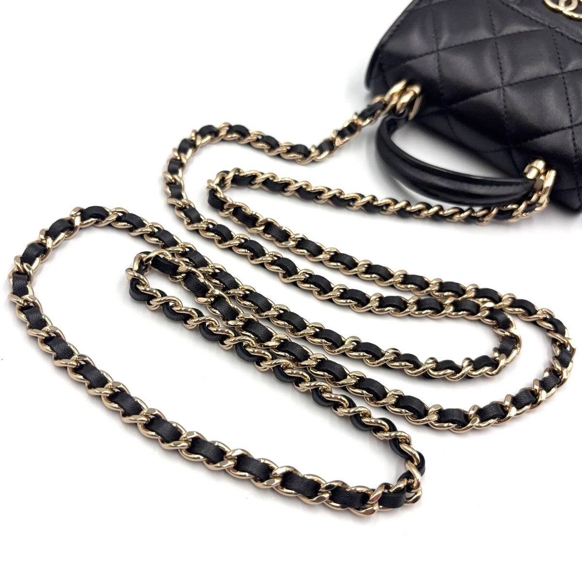Pre-Owned matelasse top handle Serial number starting with 31 chain shoulder bag black lambskin Gold AP2682 CHANEL