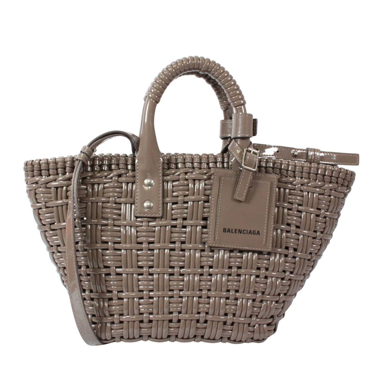 Pre-Owned bistro XS basket bag basket bag Handbag gray Enamel Silver BALENCIAGA