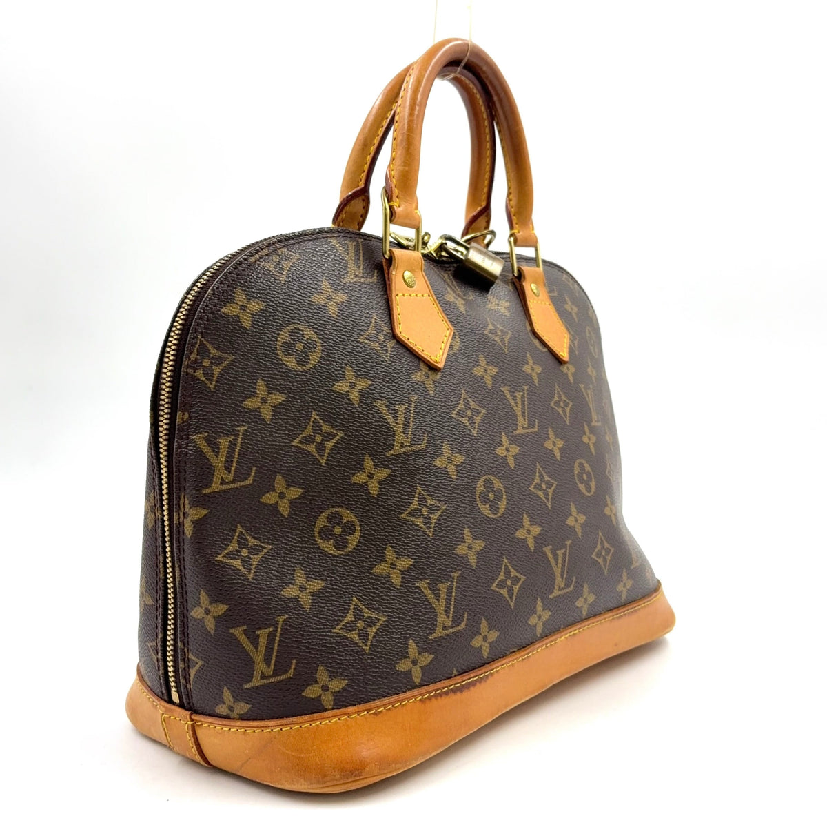Pre-Owned Alma PM monogram Handbag Brown light brown Leather PVC Gold M51130 LOUIS VUITTON