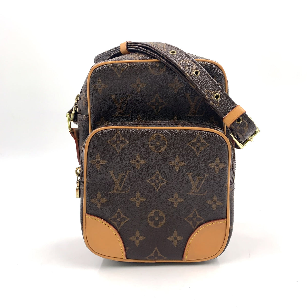 Pre-Owned Amazon monogram Shoulder bag Brown Leather PVC Gold M45236 LOUIS VUITTON