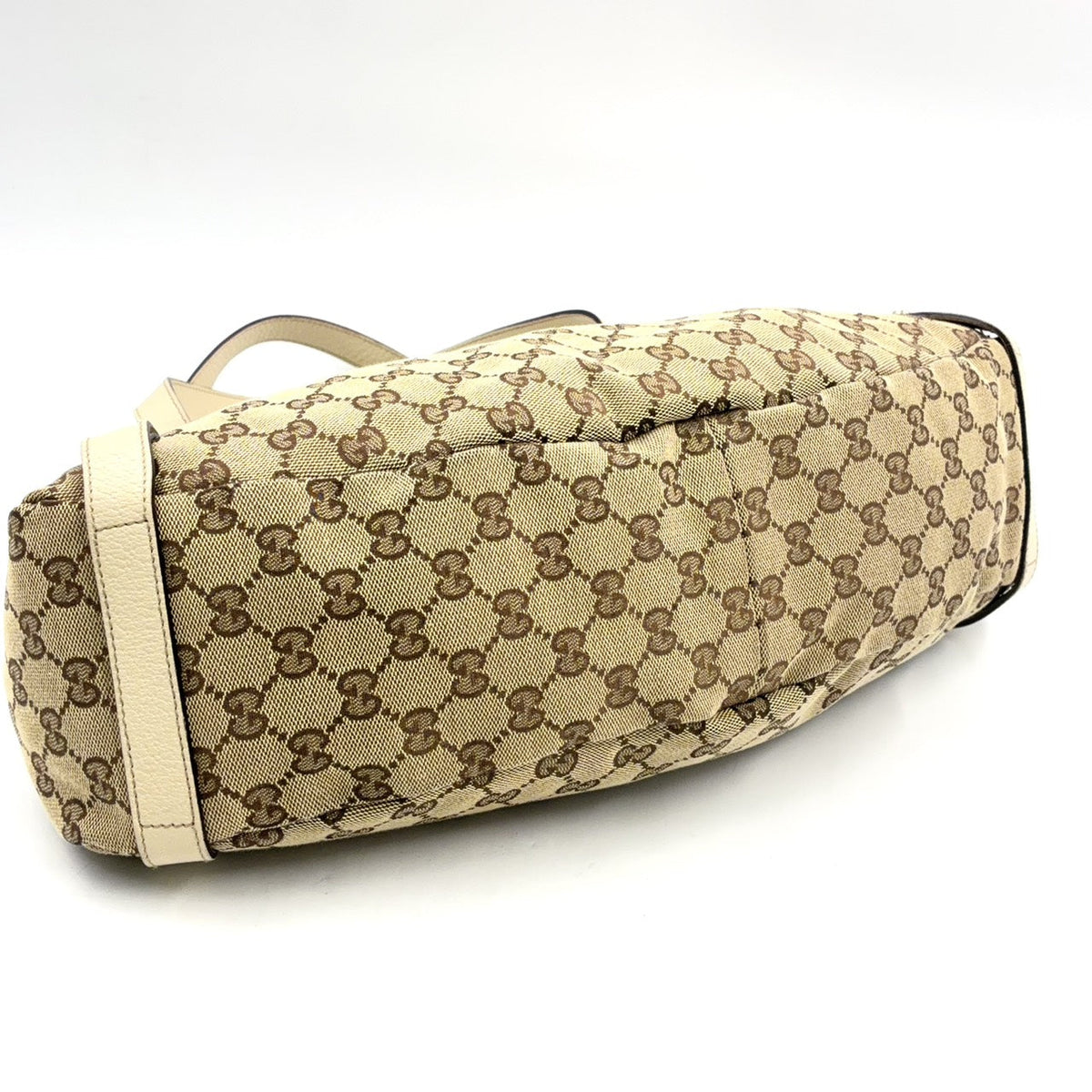 Pre-Owned Abby tote bag Shoulder bag beige Leather Canvas Silver 130736 GUCCI