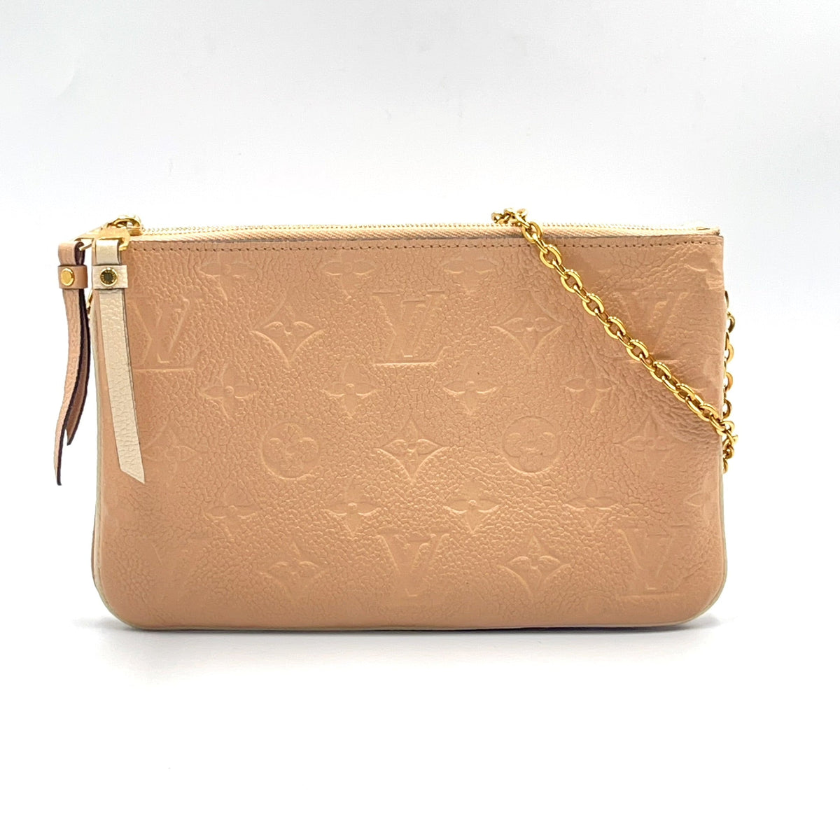 Pre-Owned Pochette Double zip monogram Amplant Shoulder bag off white pink beige Leather Gold M63919 LOUIS VUITTON