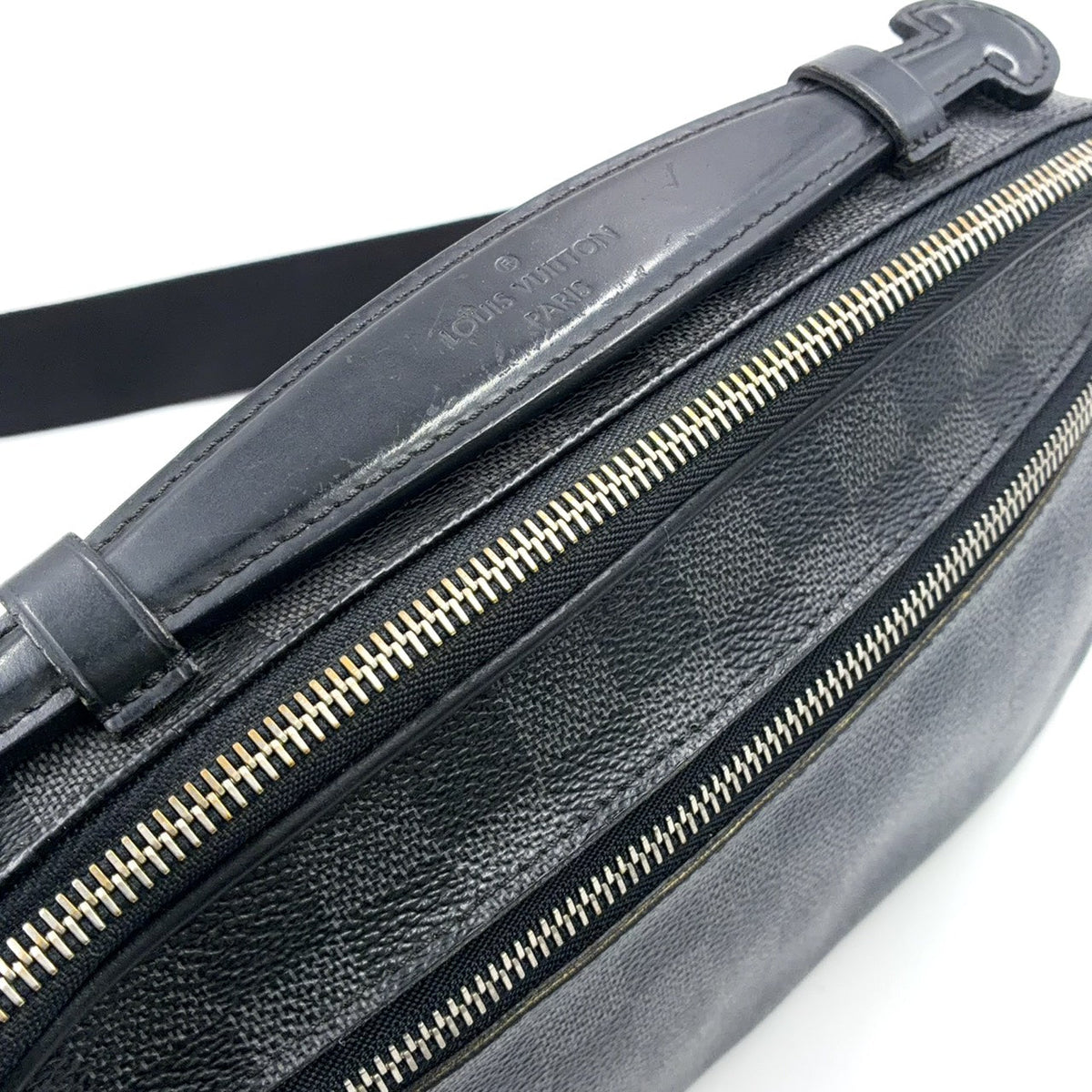 Pre-Owned Ambler Damier Graphite body bag black Leather Canvas PVC Silver N41289 LOUIS VUITTON