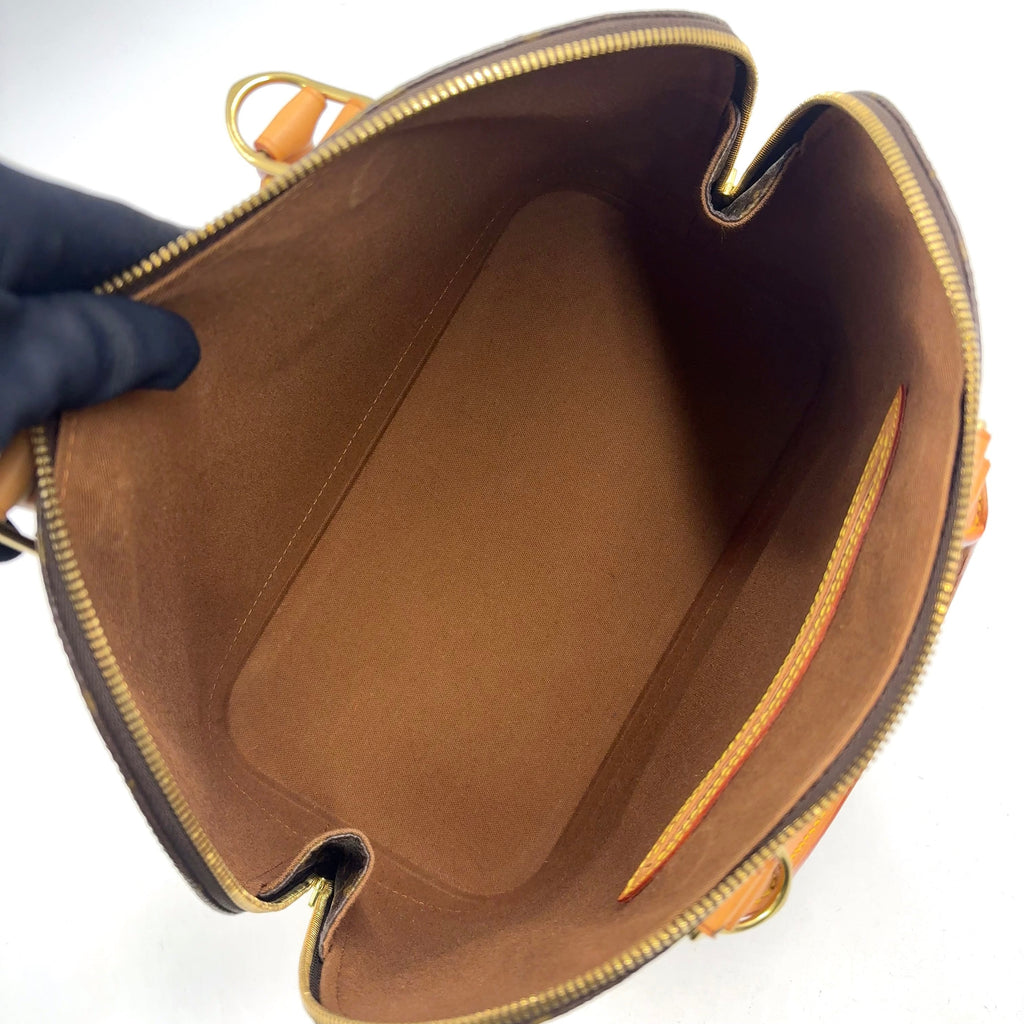 Pre-Owned Alma PM monogram Handbag Brown Leather PVC Gold M51130 LOUIS VUITTON