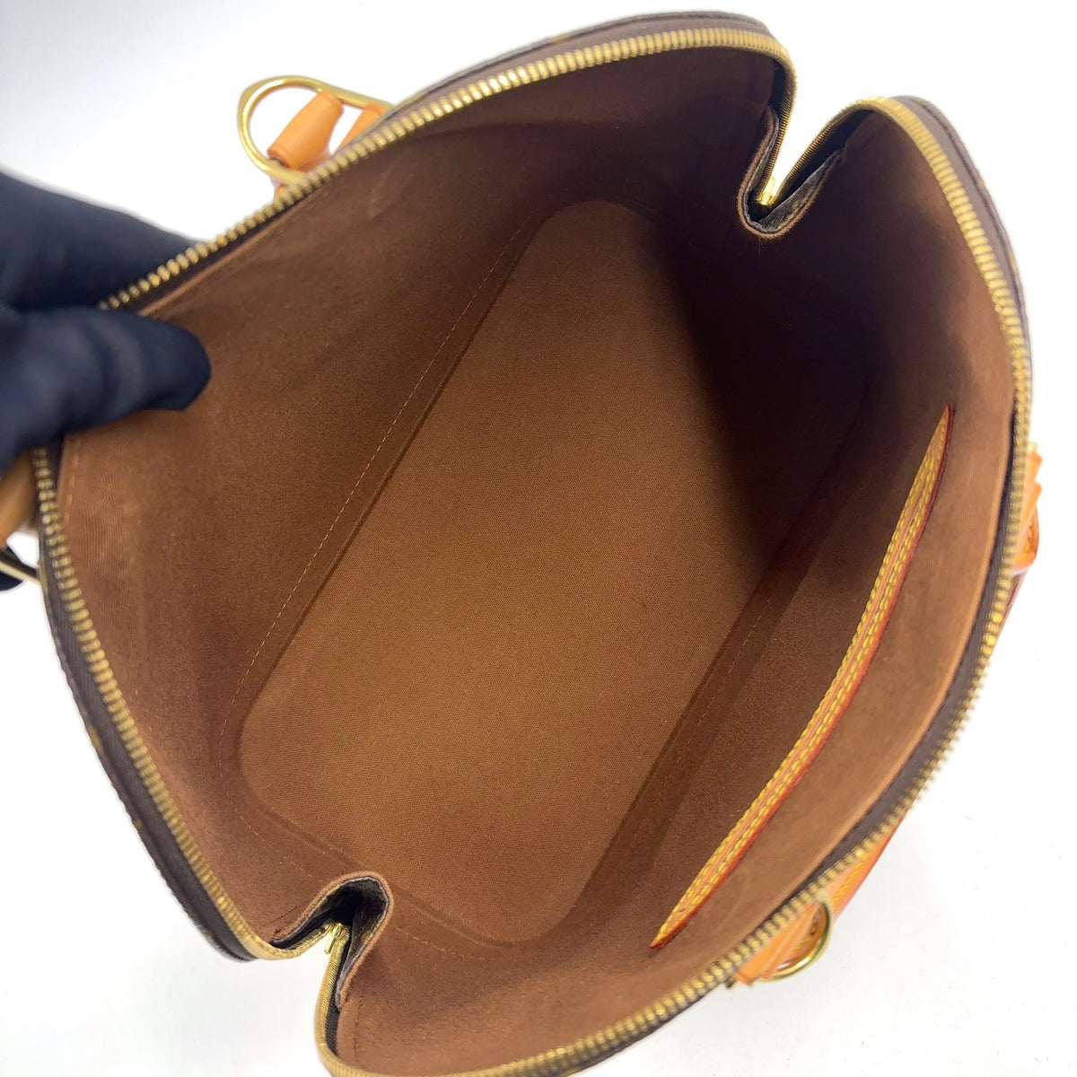 Pre-Owned Alma PM monogram Handbag Brown Leather PVC Gold M51130 LOUIS VUITTON