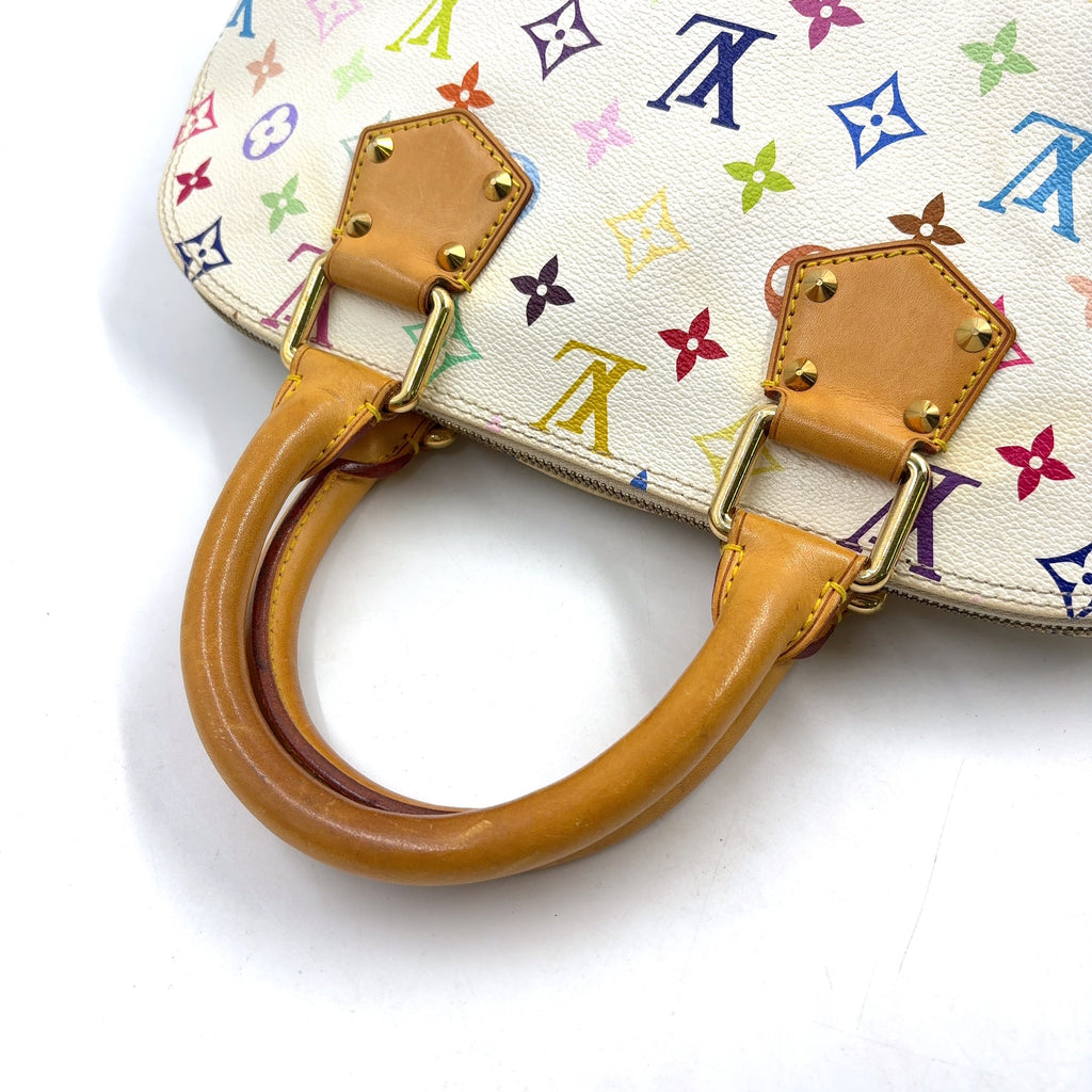 Pre-Owned Alma monogram multicolor Bron Handbag white Leather PVC Gold M92647 LOUIS VUITTON