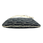 Pre-Owned flat Shoulder bag Navy white Leather Canvas Gold GUCCI