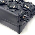 Pre-Owned by the way Flowerland 2WAY Handbag black Calfskin Silver FENDI