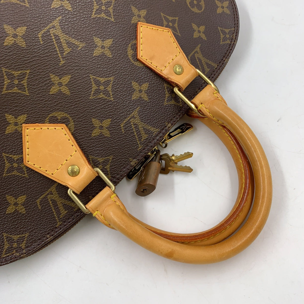 Pre-Owned Alma PM monogram Handbag Brown light brown Leather PVC Gold M51130 LOUIS VUITTON