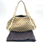 Pre-Owned Abby tote bag Shoulder bag beige Leather Canvas Silver 130736 GUCCI