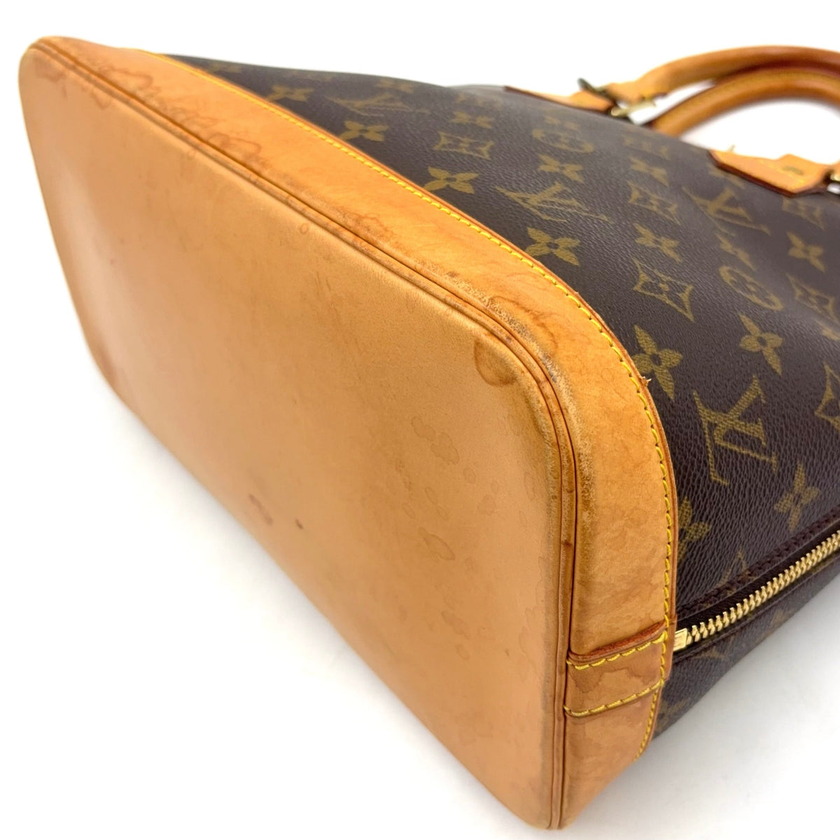 Pre-Owned Alma PM monogram Handbag Brown light brown Leather PVC Gold M51130 LOUIS VUITTON