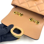 Pre-Owned Deco mini quilting chain Shoulder bag beige Leather Gold 741457 GUCCI
