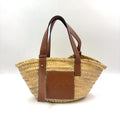 Pre-Owned anagram Bucket Handbag tote bag Brown beige Leather Raffia Silver LOEWE