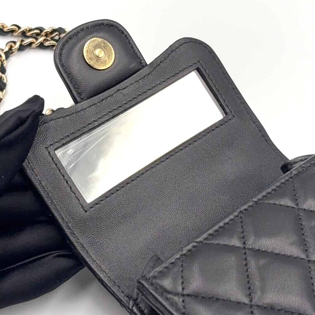 Pre-Owned matelasse top handle Serial number starting with 31 chain shoulder bag black lambskin Gold AP2682 CHANEL