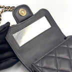 Pre-Owned matelasse top handle Serial number starting with 31 chain shoulder bag black lambskin Gold AP2682 CHANEL