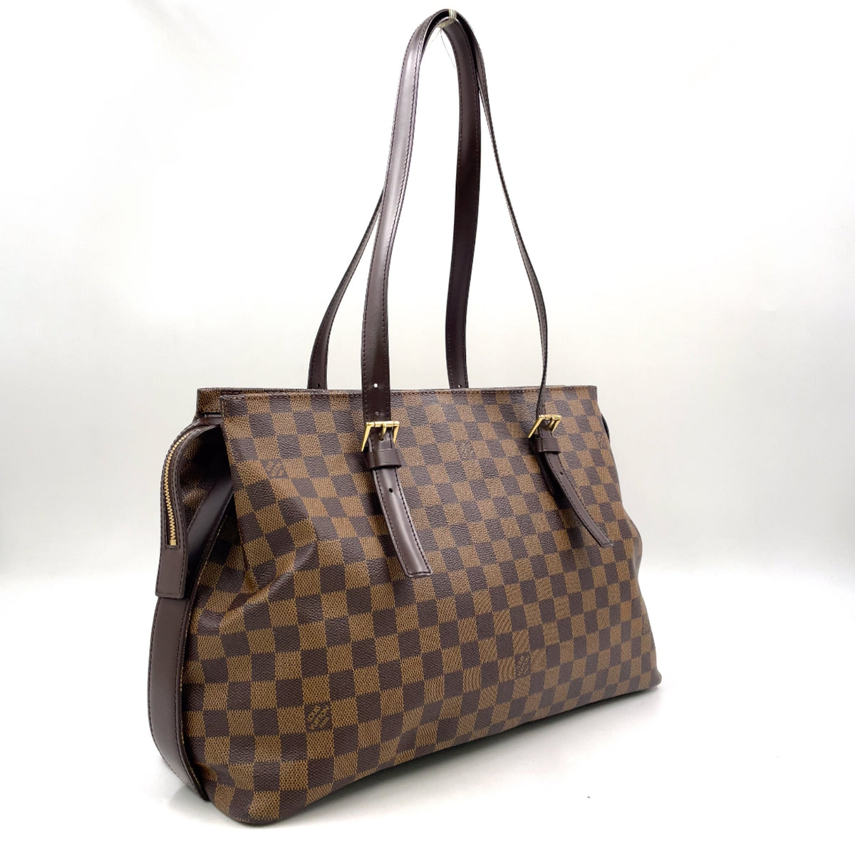 Pre-Owned Chelsea Damier  ebene Shoulder bag tote bag black Leather PVC Gold N51119 LOUIS VUITTON