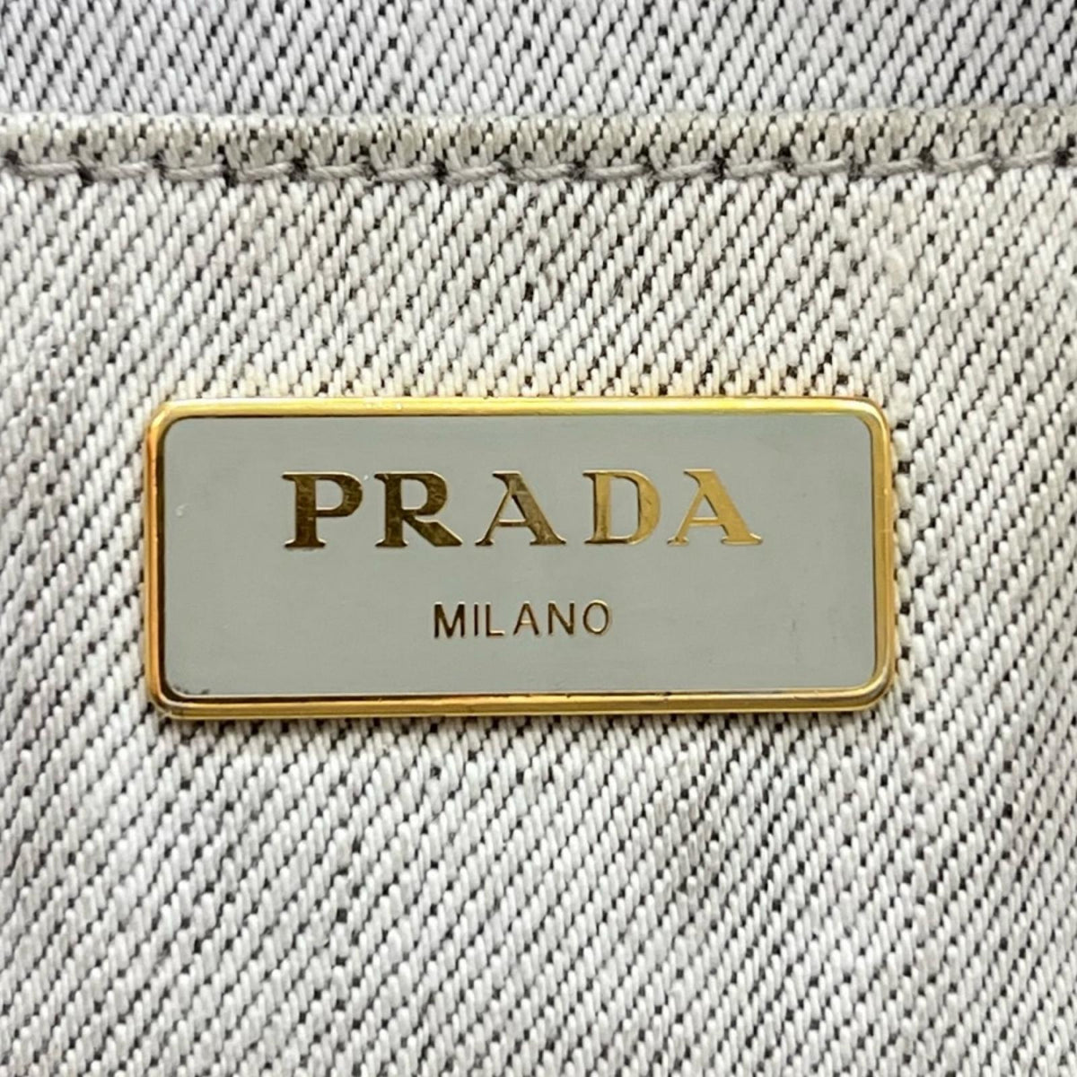 Pre-Owned CANAPA Kanapa tote bag white Denim Gold 1BG642 PRADA