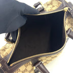 Pre-Owned Abby Handbag Dark brown beige Leather Canvas Gold 130942 GUCCI