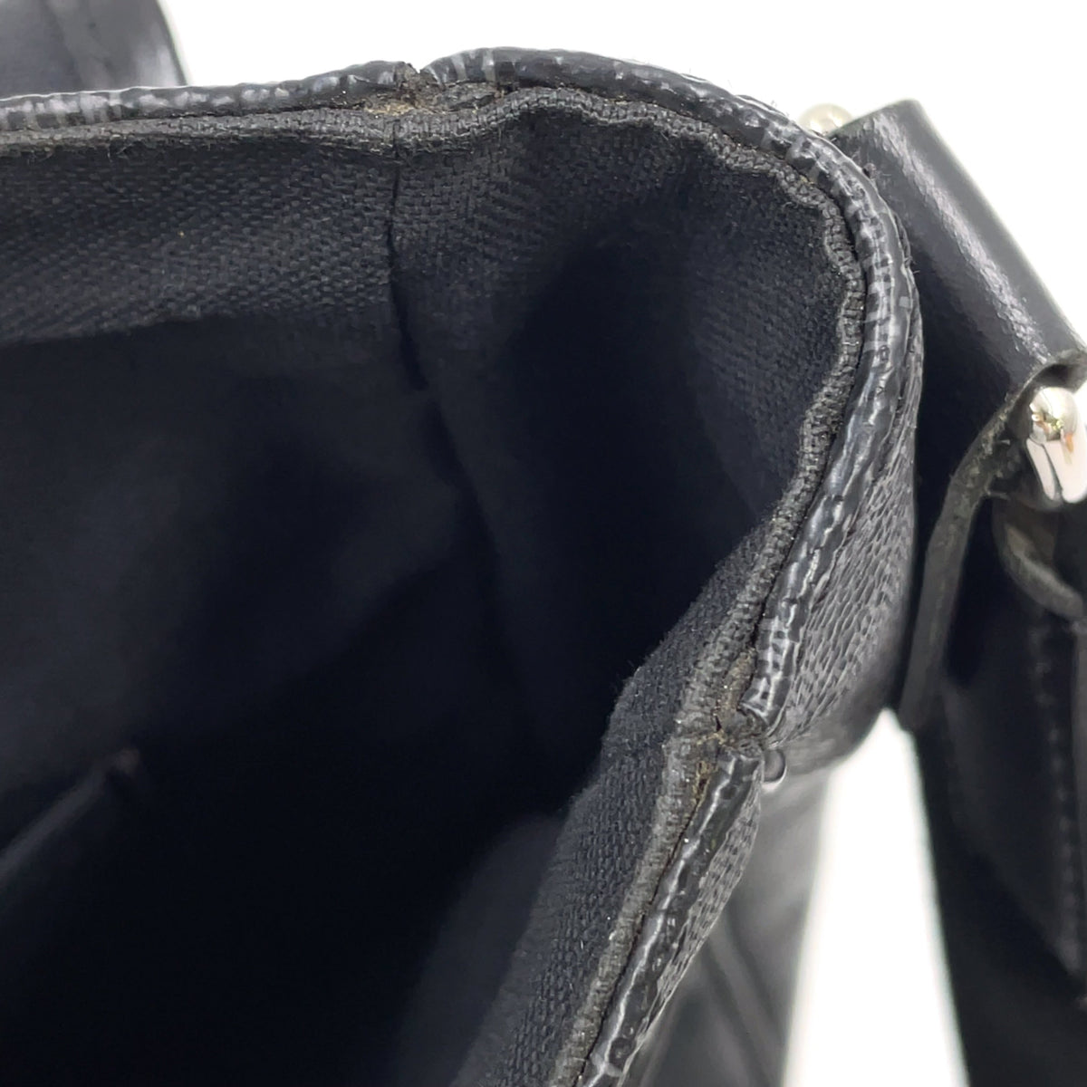 Pre-Owned Daniel MM Damier Graphite Shoulder bag black Leather PVC Silver N58029 LOUIS VUITTON