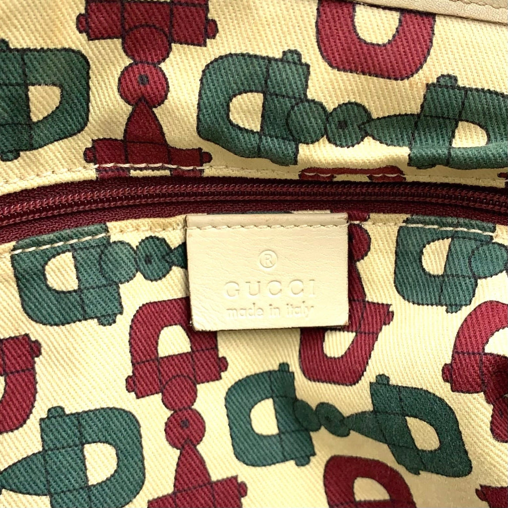 Pre-Owned Abby Handbag ivory Leather Gold 130736 GUCCI