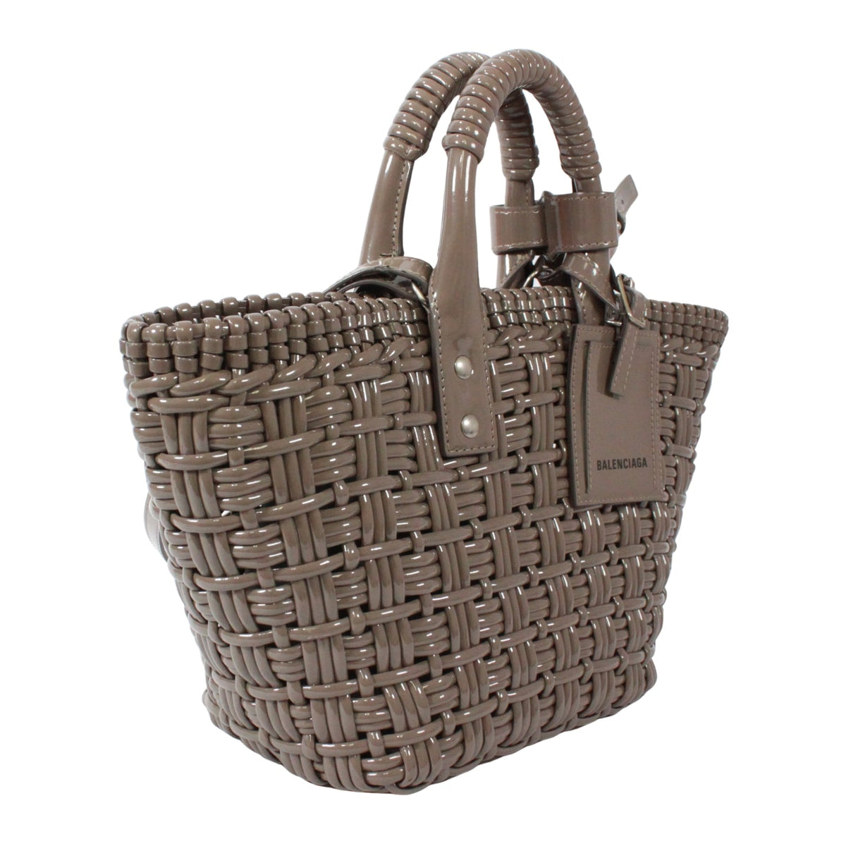 Pre-Owned bistro XS basket bag basket bag Handbag gray Enamel Silver BALENCIAGA