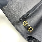 Pre-Owned Matelassé 25 Double-flap chain shoulder bag Serial number starting with 11 W chain shoulder bag black Grained Calfskin Gold A01112 CHANEL