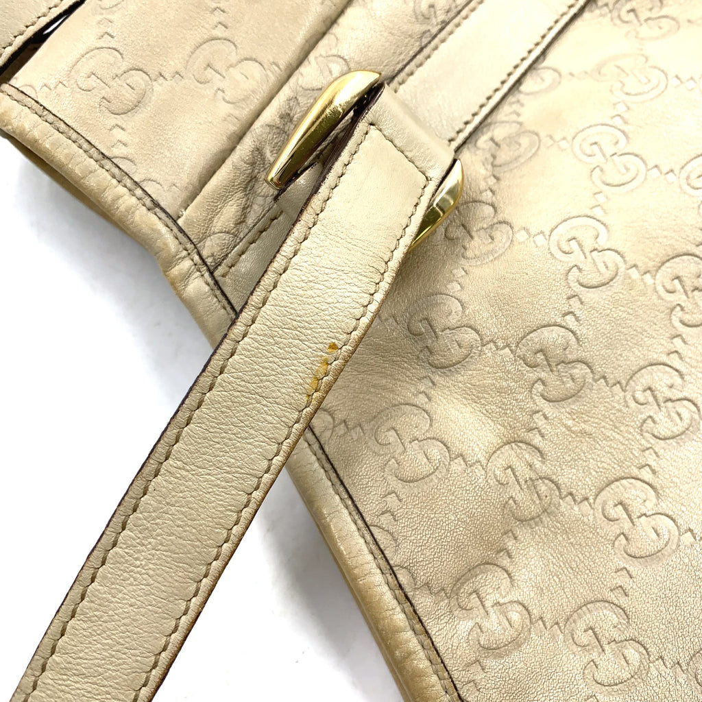 Pre-Owned Abby Handbag ivory Leather Gold 130736 GUCCI