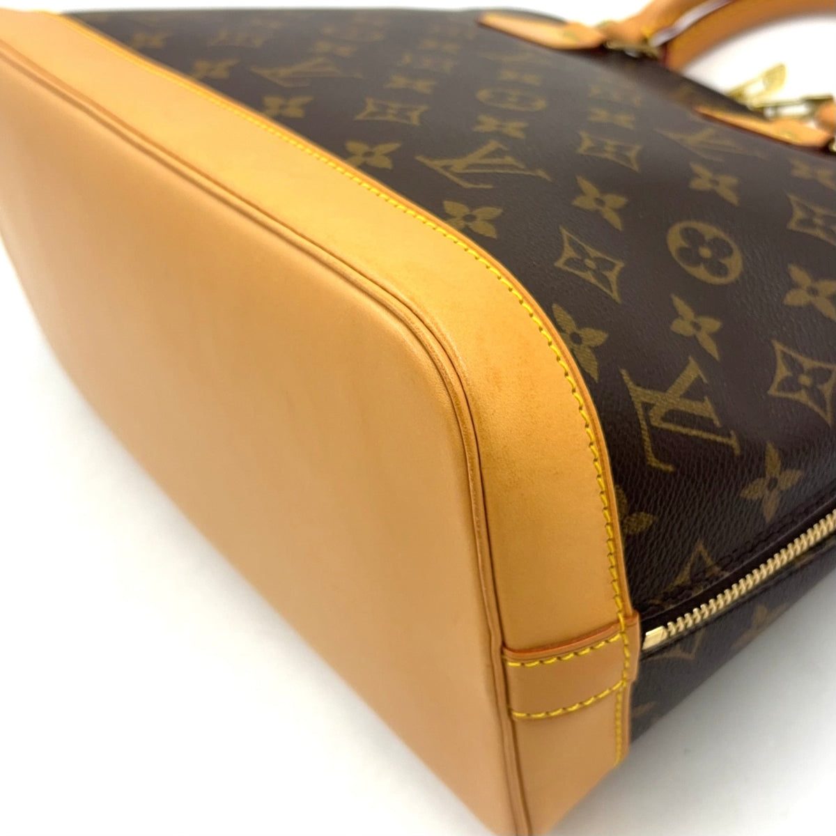 Pre-Owned Alma PM monogram Handbag Brown light brown Leather PVC Gold M51130  LOUIS VUITTON