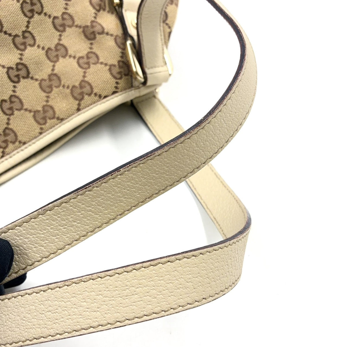 Pre-Owned Abby tote bag Shoulder bag beige Leather Canvas Silver 130736 GUCCI