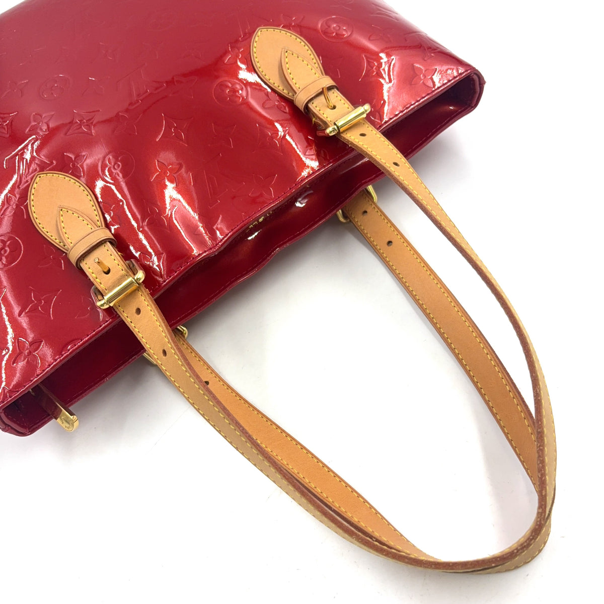 Pre-Owned brentwood Vernis pomme d'amour tote bag Red Leather Enamel Gold M91989 LOUIS VUITTON