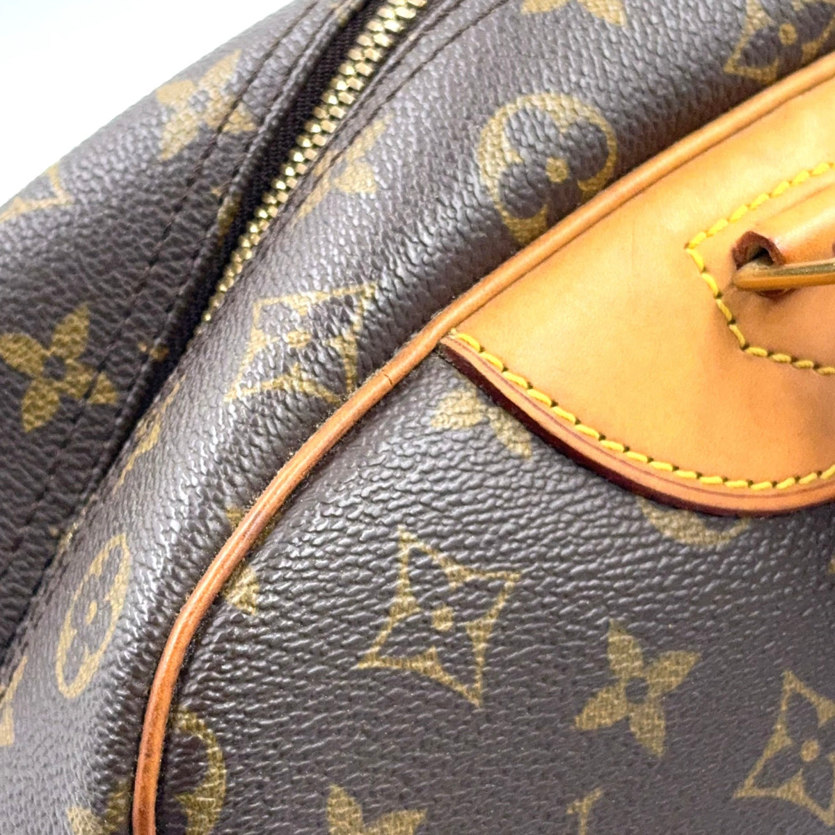Pre-Owned Deauville Bowling Vanity monogram Handbag Brown light brown Leather PVC Gold M47270 LOUIS VUITTON