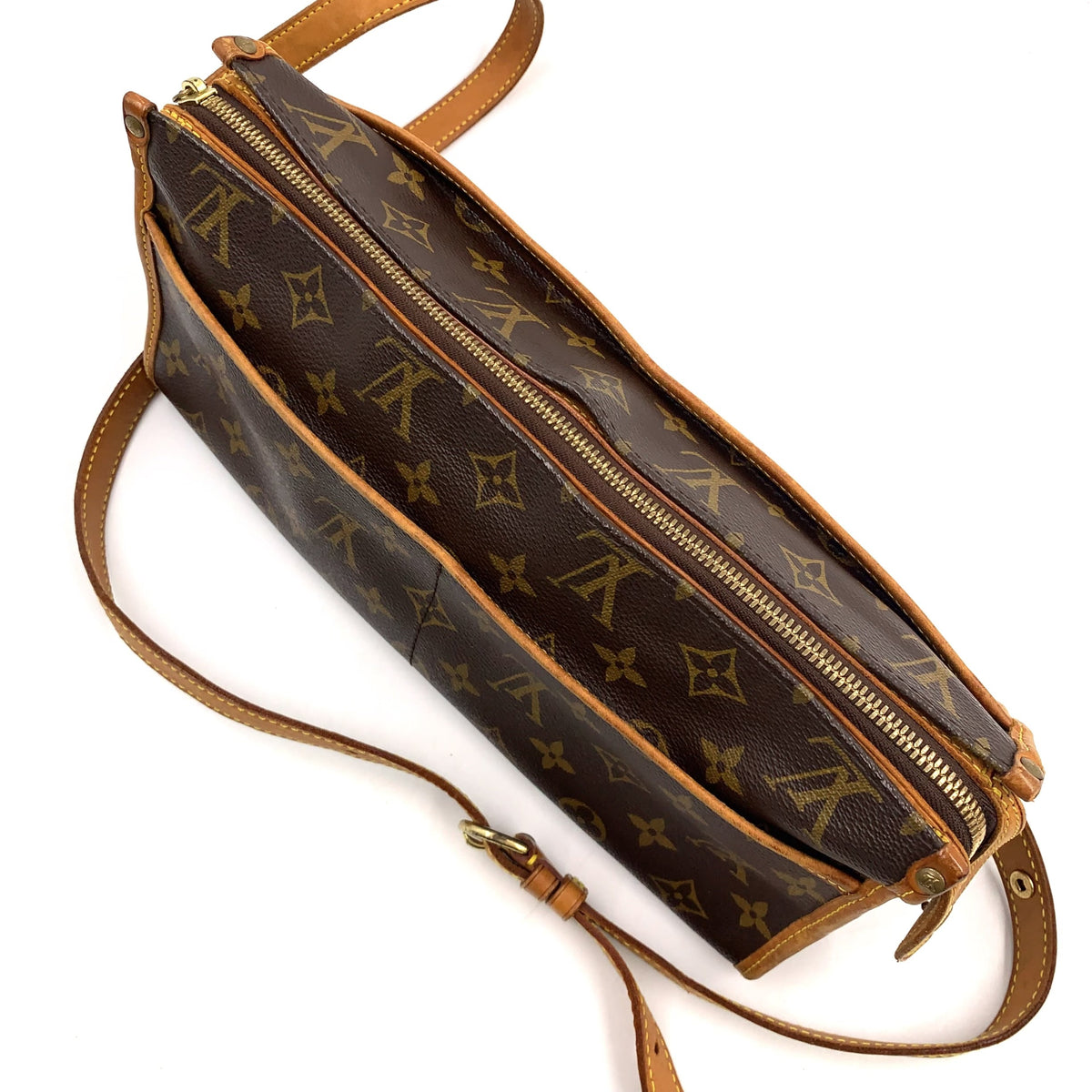 Pre-Owned Popincourt Ron monogram Shoulder bag Brown light brown Leather PVC Gold M40008 LOUIS VUITTON