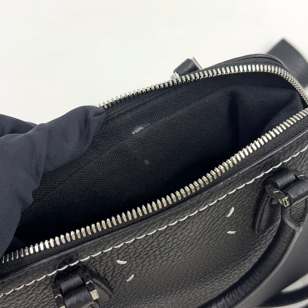 Pre-Owned 5AC Classic mini 2-Way Handbag black Calfskin Silver Maison Margiela