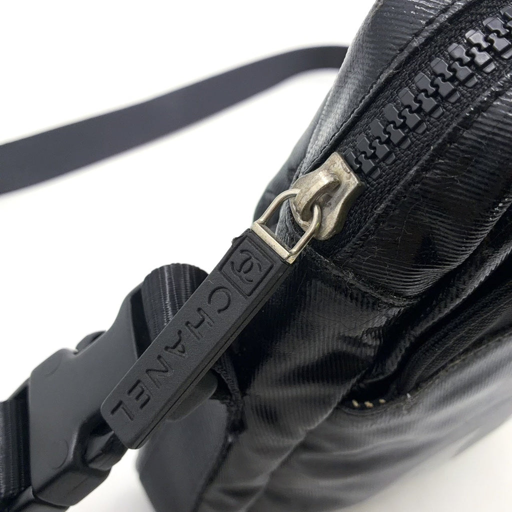 Pre-Owned coco mark Serial number starting with 11 Shoulder bag black Coated canvas Nylon Silver  CHANEL