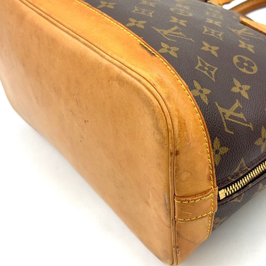 Pre-Owned Alma PM monogram Handbag Brown light brown Leather PVC Gold M51130 LOUIS VUITTON